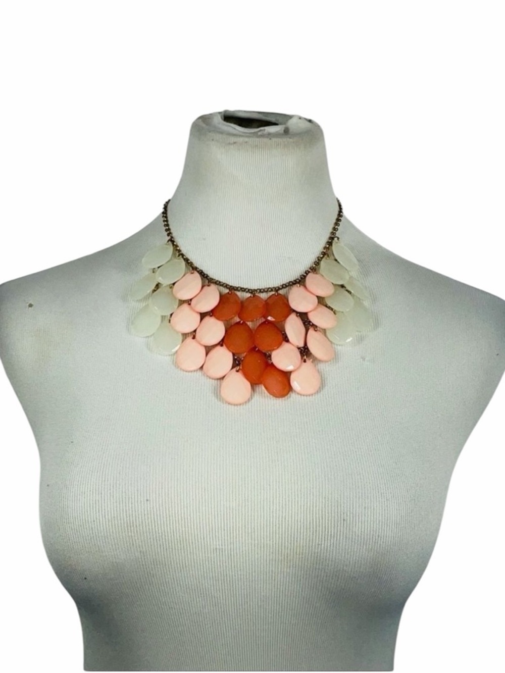 NWT Handmade Pink, Red & White Statement Necklace